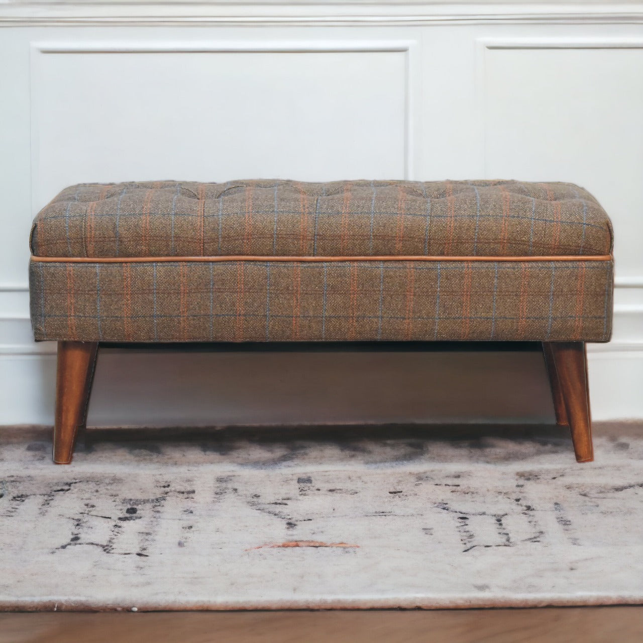 Multi-Tweed Bench with Bufallo Piping