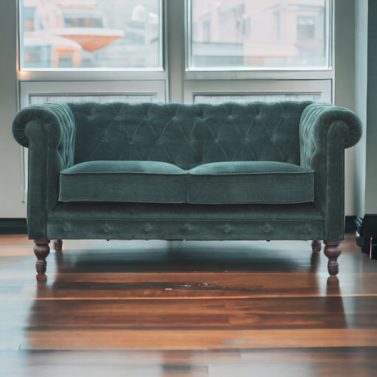 Emerald Green Velvet Chesterfield Sofa