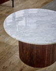 Opal Mango Wood Coffee Table With Marble Top