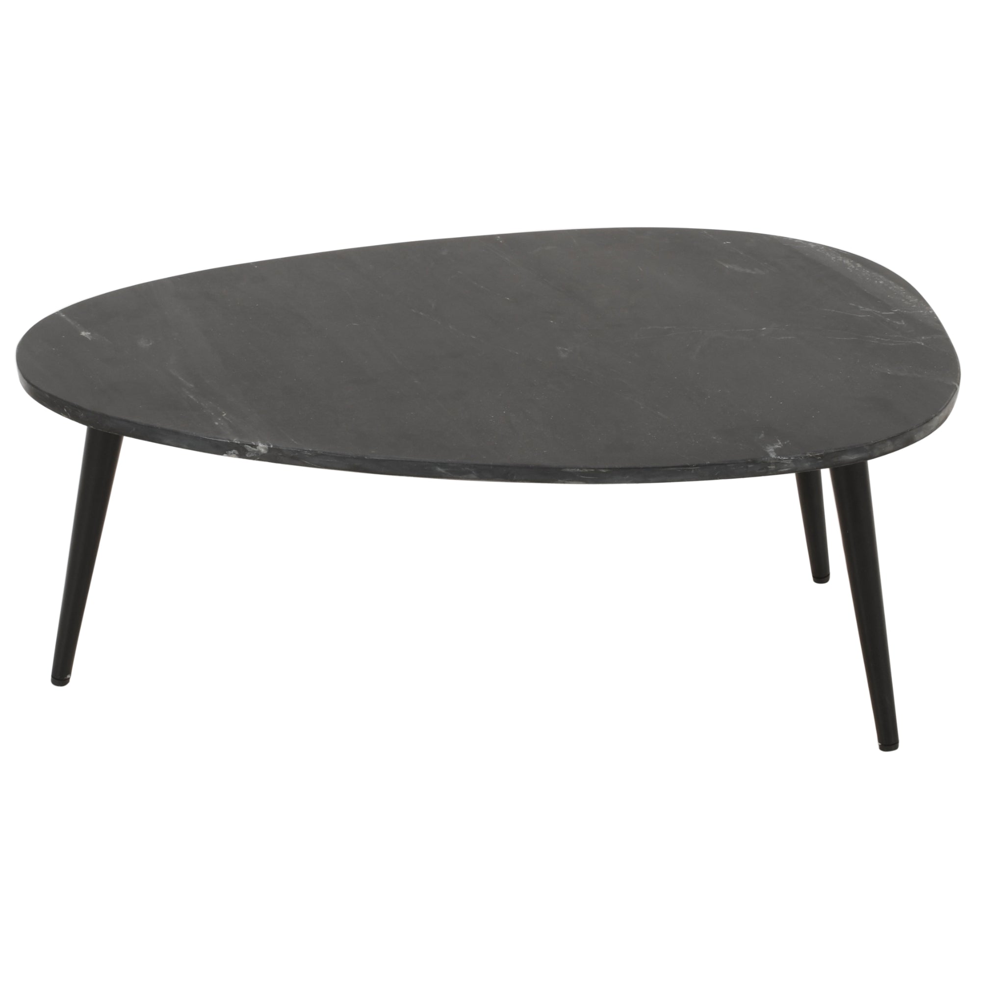 Opal Coffee Table With Black Marble Top &amp; Metal Legs