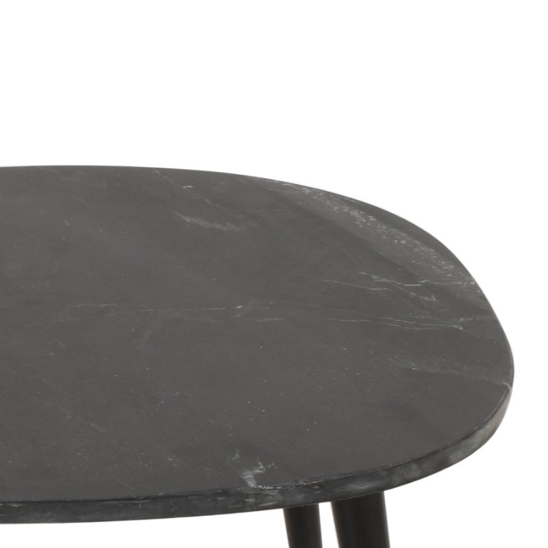 Opal Coffee Table With Black Marble Top &amp; Metal Legs
