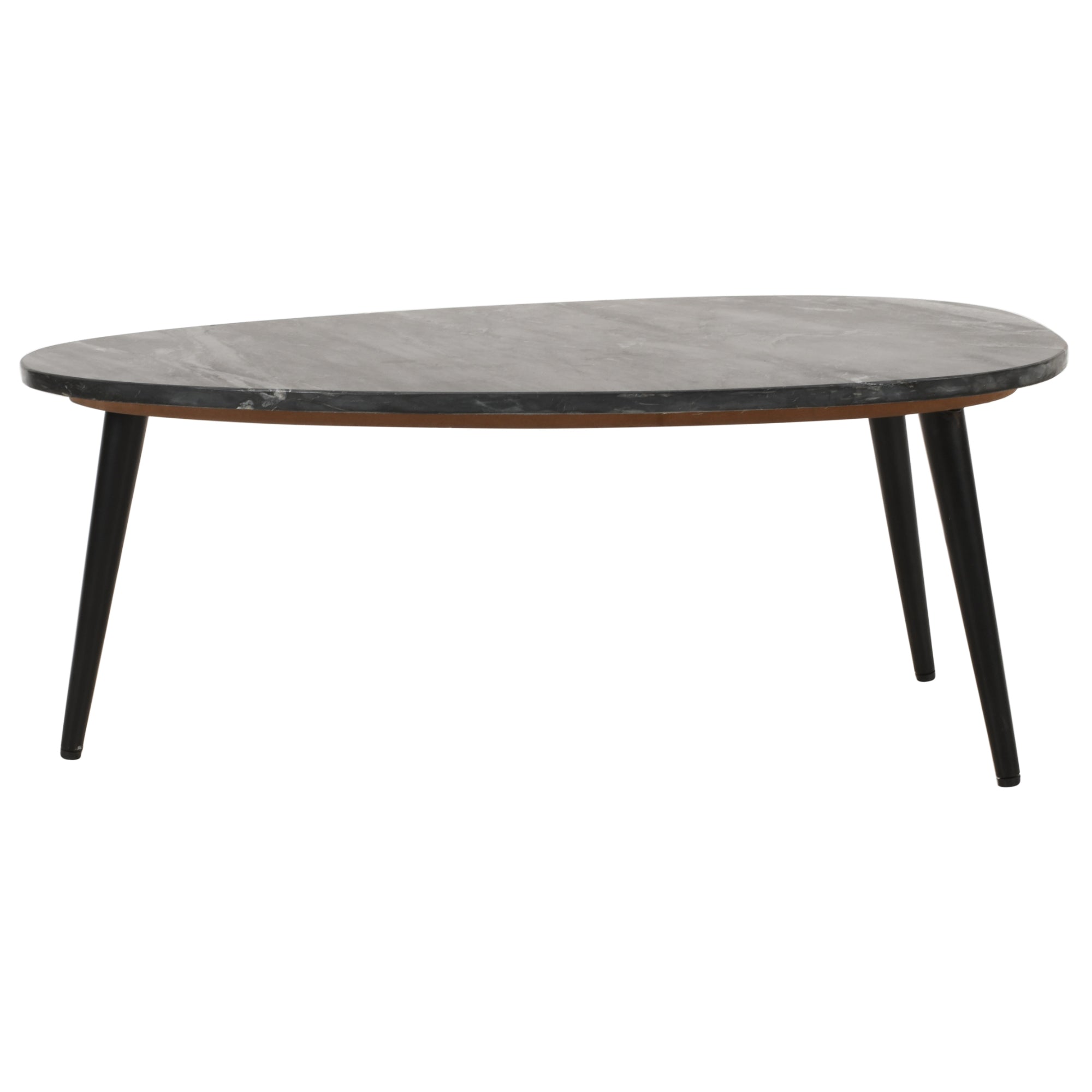 Opal Coffee Table With Black Marble Top &amp; Metal Legs