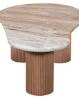 Ashford Natural Marble & Wood Pedestal Coffee Table